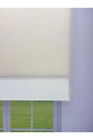 OLYMPOS Serisi – Kırçıllı Desenli Çift Mekanizmalı Bej Tül Stor Krem Perde