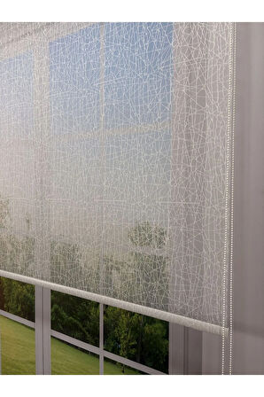 OLYMPOS Serisi – Kırçıl Desenli Çift Mekanizmalı Beyaz Tül Siyah Stor Perde