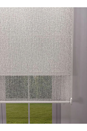 OLYMPOS Serisi – Kırçıl Desenli Çift Mekanizmalı Beyaz Tül Açık Gri Stor Perde