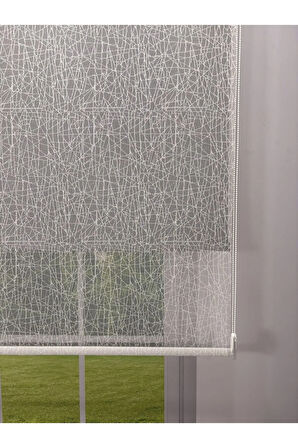 OLYMPOS Serisi – Kırçıl Desenli Çift Mekanizmalı Beyaz Tül Antrasit Gri Stor Perde