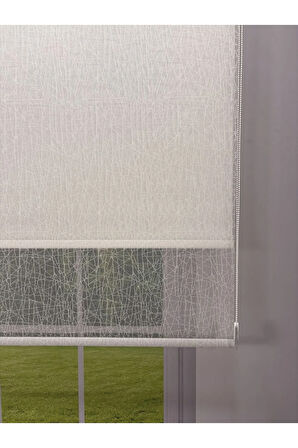 OLYMPOS Serisi – Kırçıl Desenli Çift Mekanizmalı Beyaz Tül Beyaz Stor Perde