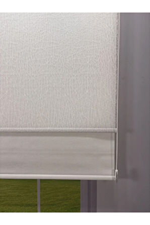 OLYMPOS Serisi – Kırçıl Desenli Çift Mekanizmalı Beyaz Tül Beyaz Stor Perde