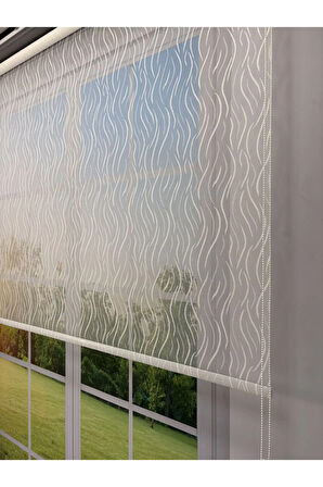 EVA Serisi – Su Yolu Desenli Çift Mekanizmalı Antrasit Gri Perde