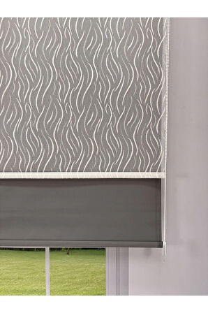 EVA Serisi – Su Yolu Desenli Çift Mekanizmalı Antrasit Gri Perde