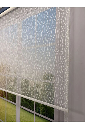 EVA Serisi – Su Yolu Desenli Çift Mekanizmalı Mavi Perde