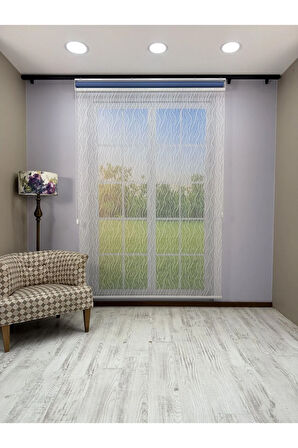 EVA Serisi – Su Yolu Desenli Çift Mekanizmalı Mavi Perde