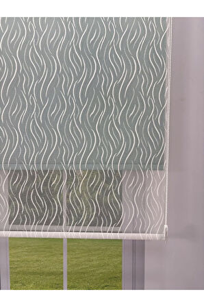EVA Serisi – Su Yolu Desenli Çift Mekanizmalı Petrol Yeşili Perde
