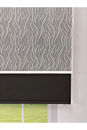 EVA Serisi – Su Yolu Desenli Çift Mekanizmalı Siyah Perde