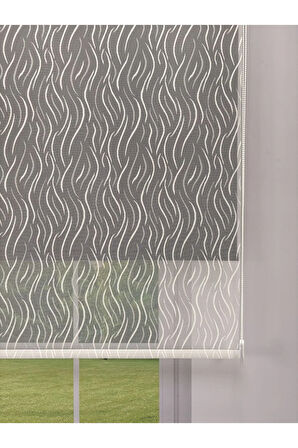 EVA Serisi – Su Yolu Desenli Çift Mekanizmalı Siyah Perde