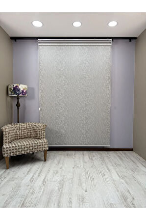 EVA Serisi – Su Yolu Desenli Çift Mekanizmalı Açık Gri Perde