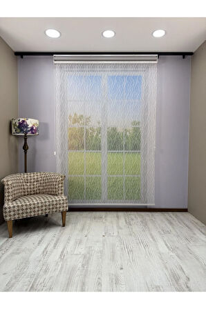 EVA Serisi – Su Yolu Desenli Çift Mekanizmalı Açık Gri Perde