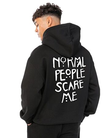 Normal People Scare Me Baskı Oversize Sweatshirt