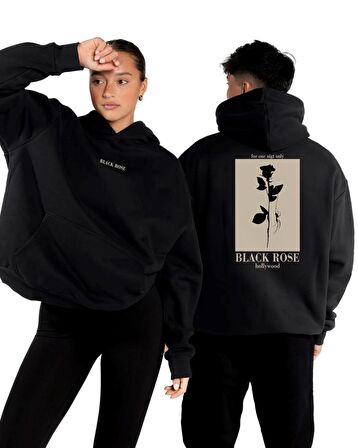 Black Rose  Baskı Oversize Sweatshirt