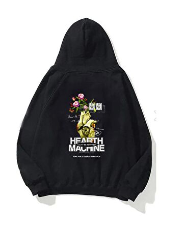 Unisex Sweatshırt Oversize Heart Machıne Baskı