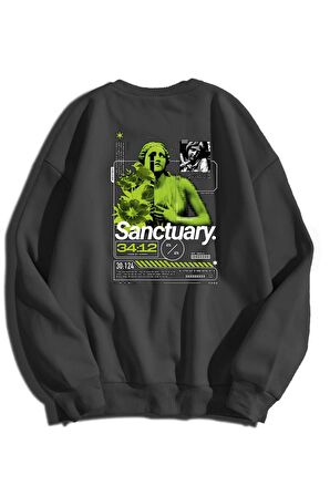 Unisex Sweatshırt Oversize Bisiklet Yaka Art Work Baskı