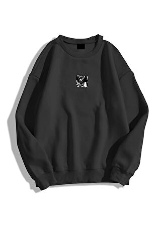 Unisex Sweatshırt Oversize Bisiklet Yaka Art Work Baskı