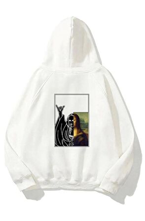 Unisex Sweatshırt Oversize Mona Lisa Baskı