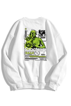 Unisex Sweatshırt Oversize Bisiklet Yaka Art Work Baskı