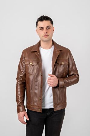 Deri Effect Erkek Siyah Kot Model Düğmeli Hakiki Deri Ceket