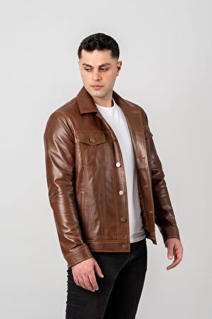 Deri Effect Erkek Siyah Kot Model Düğmeli Hakiki Deri Ceket