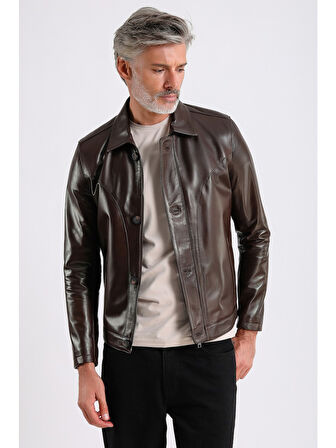 Stefan Erkek Gömlek Yaka Deri Mont