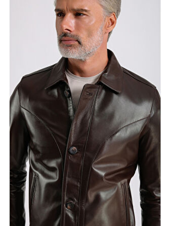 Stefan Erkek Gömlek Yaka Deri Mont