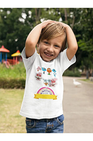 Gumball Ve Darwin Baskılı Unisex Çizgi Film Çocuk Tişört (1-12 Yaş)