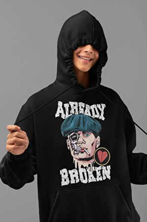 Already Broken Baskılı Tommy Shelby Unisex Oversize Peaky Blinders Hoodie