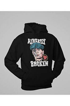 Already Broken Baskılı Tommy Shelby Unisex Oversize Peaky Blinders Hoodie