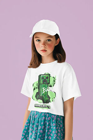 Minecraft Creeper Baskılı Unisex Oyun Çocuk Tişört (1-12 Yaş)