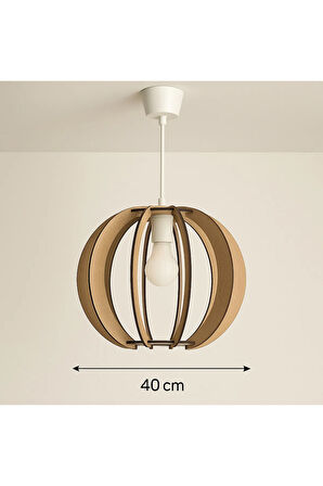 Lazer Kesim Ahşap Avize 40 cm Küre Model E27 Duy Modern Tasarım Rus tık Salon Avize