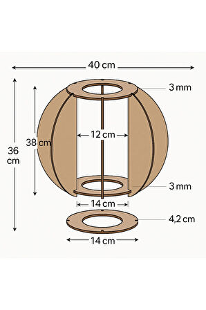 Lazer Kesim Ahşap Avize 40 cm Küre Model E27 Duy Modern Tasarım Rus tık Salon Avize
