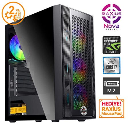 RaXius Nova G1 i7 406T-27F07F i7-12700F 32GB 1TBSSD+1TBSSD RTX4060Ti FreeDOS Gaming Masaüstü Bilgisayar