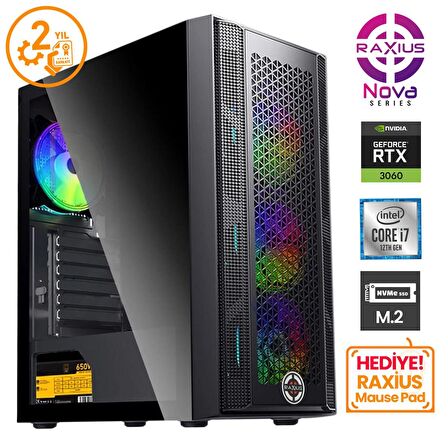 RaXius Nova G1 i7 3060-27FF04 i7-12700F 16GB 1TBSSD+1TBSSD RTX3060 FreeDOS Gaming Masaüstü Bilgisayar