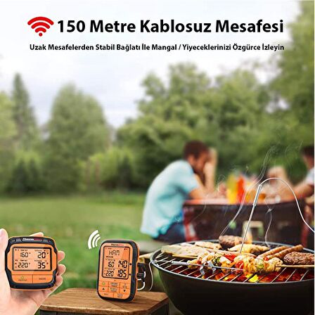 ThermoPro TP28 150m Mesafeli Kablosuz Profesyonel Saplama Gıda ve Izgara Termometresi 