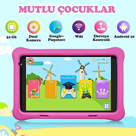 NPO 8" IPS Ekran 2GB 32GB Android 13.0 A133P 1.8GHz Antişok Çocuk Tableti, Kids Tablet Pembe RS407