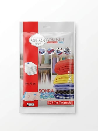 3 Adet 50x70 cm Vakumlu Poşet - %75 Yer Tasarruflu Kıyafet Ve Tekstil Vakumlu Hurç Seti