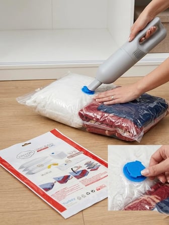 3 Adet 50x70 cm Vakumlu Poşet - %75 Yer Tasarruflu Kıyafet Ve Tekstil Vakumlu Hurç Seti