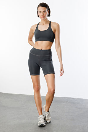 Hafif Destekli Sırt Detaylı Kaplı Spor Sütyeni ÇAPRAZ-ATLET