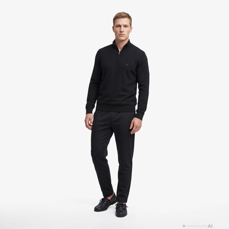 Nautica Erkek Siyah Regular Fit Triko