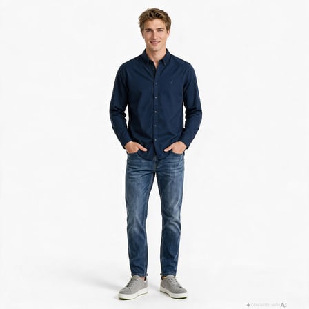 Nautica Erkek Lacivert Regular Fit Gömlek