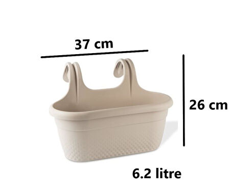 Omnipazar KRS-350 Dekoratif Plastik İnci Askılı Balkon Saksı 6.2 Litre