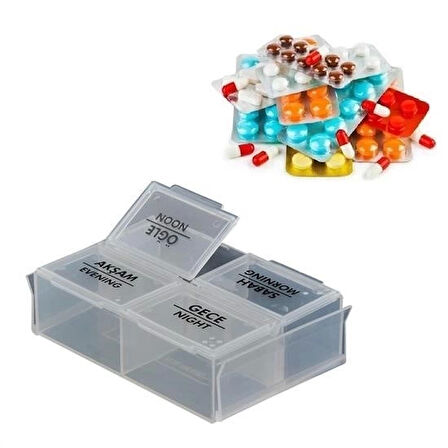 İpek Yıldızı® 4 Öğün Günlük Hap İlaç Saklama Taşıma Kutusu İlaç Hatırlatıcı