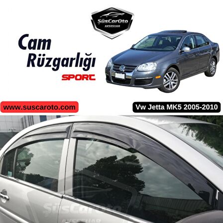 VW Jetta MK5 2005-2010 Uyumlu Mugen Cam Rüzgarlığı Seti Piano Black 4'lü İthal