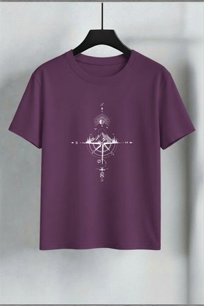 Unisex Pusula Baskılı Tasarım Tshirt
