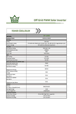 Ortec Solar 12V 1Kw/1000VA PWM Tam Sinüs Akıllı İnverter