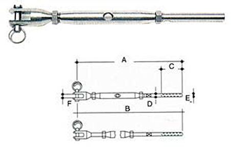 Sıvamalı liftin, AISI 316 paslanmaz çelik Diş Ø 6 mm