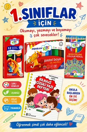 1. Sınıf Pensan Kırtasiye Seti - Kılavuz Çizgili Yazı Defteri