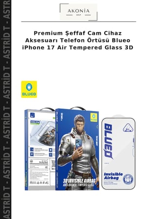 Premium Şeffaf Cam Cihaz Aksesuarı Telefon Örtüsü Blueo iPhone 17 Air Tempered Glass 3D