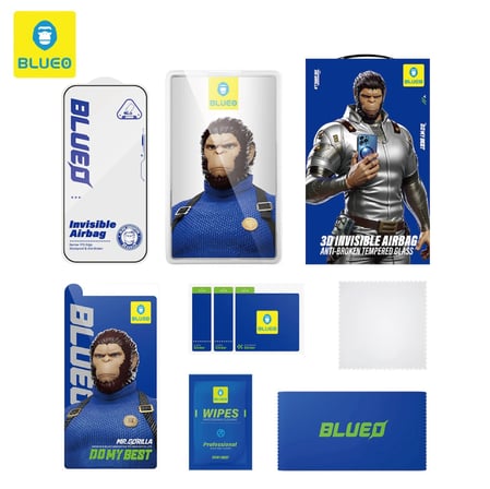 Premium Şeffaf Cam Cihaz Aksesuarı Telefon Örtüsü Blueo iPhone 17 Air Tempered Glass 3D